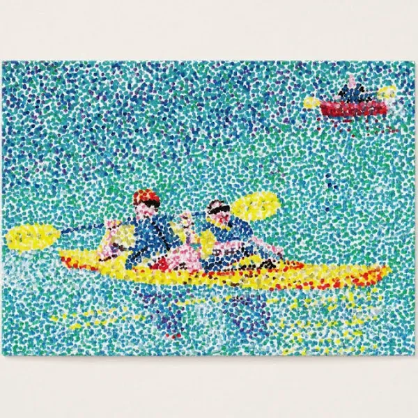 Pointillism Kayak Scene Artist Trading Card