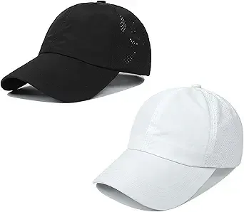 Tisoloow Cross Hat Womens Baseball Cap Cross Ponytail Hat High Messy Bun Hats Adjustable Quick Drying Mesh Black&White One Size