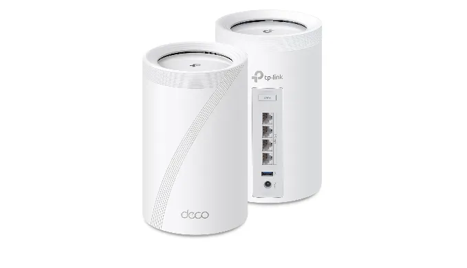 TP-Link Tri-Band WiFi 7 BE10000 Whole Home Mesh System (Deco BE63) – 6-Stream 10 Gbps, 4X 2.5G Ports Wired Backhaul, 4X Smart Internal Antennas, VPN, AI-Roaming, MU-MIMO, HomeShield (2-Pack)