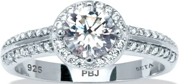 PalmBeach Jewelry Sterling Silver Cubic Zirconia Halo Ring