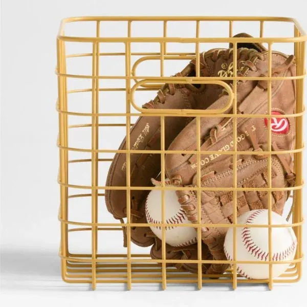 Crate & Kids Outline Ochre Wire Metal Storage Bin with Handles