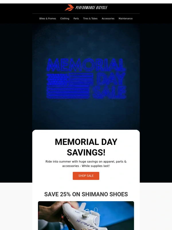 Performance Bike - Memorial Day Savings!