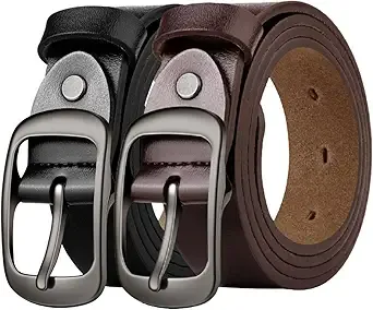 West Leathers Women's Cowhide Leather Belts 2-Pack
