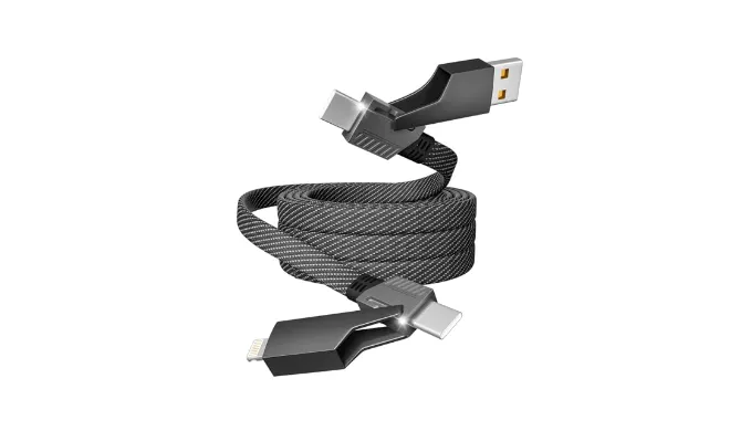 4 in 1 Charging Cable 65W, USB C Cable Fast Charger Cord with E-Mark Chip, USB A/C to C/Lightning Cable, Multi iPhone Charger Cord for iPhone16/15/14/13 Series/Phones/Pads and Laptop