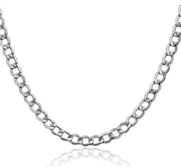 14K Solid Yellow Gold Curb Link Chain Necklace