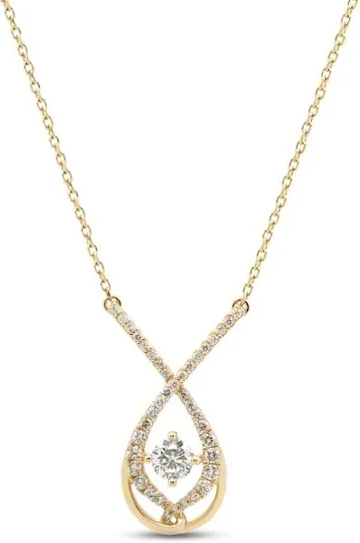 10K Yellow Gold 1/5 Ct tw Round-Cut Diamond Necklace