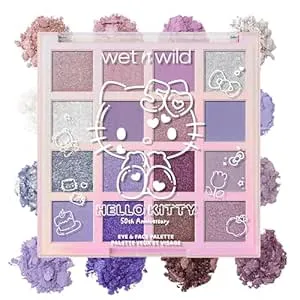 wet n wild Hello Kitty Eye & Face Palette, 2 Bold Richly Pigmented Palettes, Multi-Functional Buildable and Blendable Formula, Cruelty-Free & Vegan - Big Smile