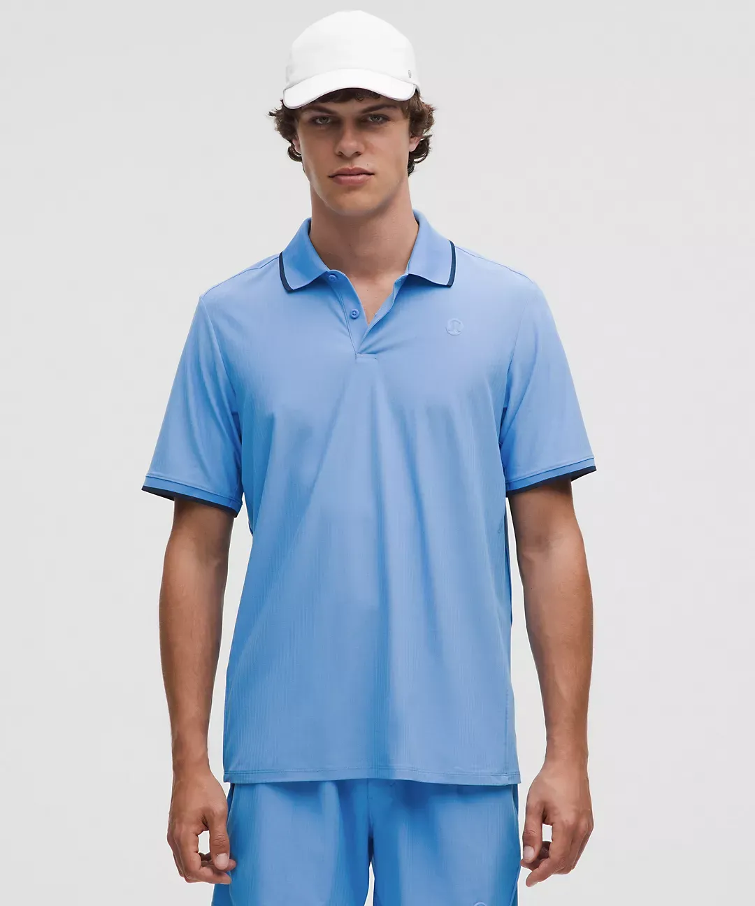 UV-Protective Striped Mesh Tennis Polo Shirt