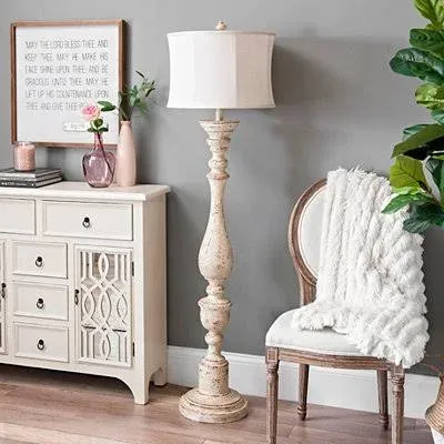 Kirkland's Home Distressed Cream Spindle Floor Lamp