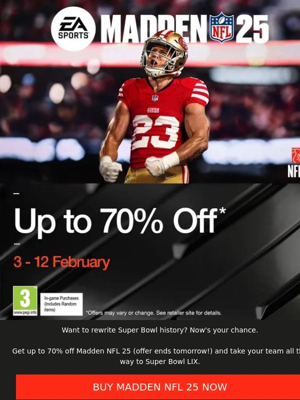 Nfl - Get 70% off Madden NFL 25