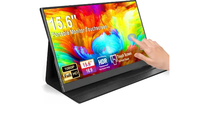 aimuonos 15.6inch Portable Monitor Touchscreen,Laptop Monitors Touch Screen FHD HDR Plug&Play USB-C HDMI Gaming IPS Display Travel External Screen for PC,Tablet,Xbox,PS3/4/5