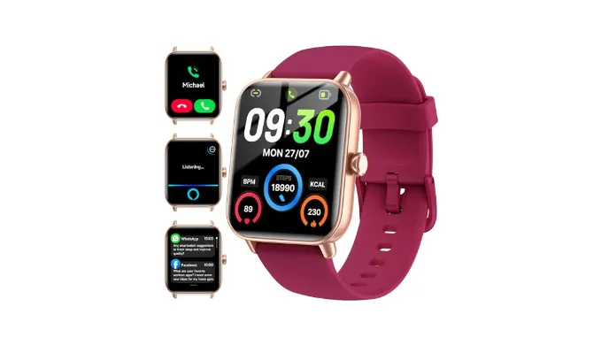 Smart Watches for Men Android & iPhone, Alexa Built-in, Fitness Tracker with Answer/Make Calls, IP68 Waterproof Fitness Watch,Heart Rate, Sleep, SpO2 Monitor,Smartwatch for Android iOS (Red, 1.8)