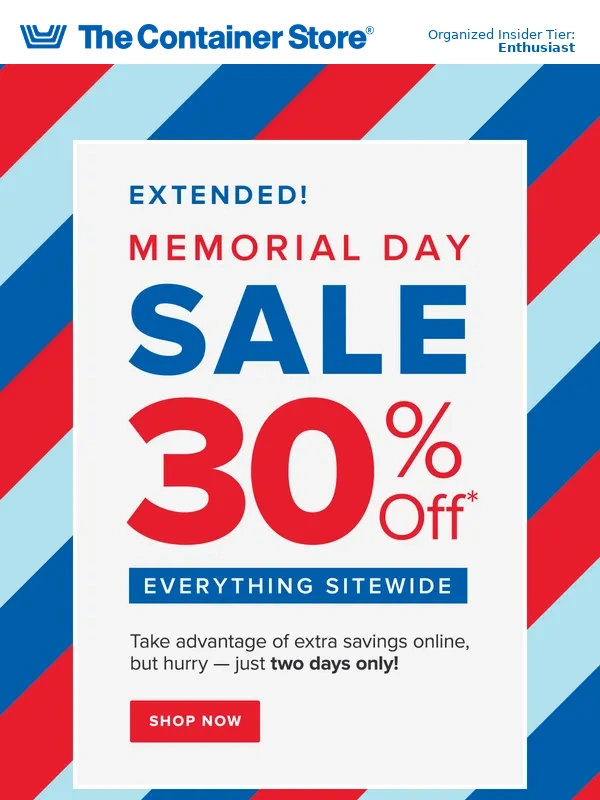 The Container Store - 30% Off Everything Online EXTENDED ?