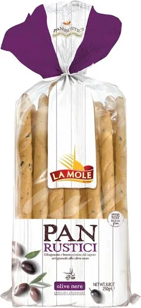 La Mole Olive Filled Panrustici Breadsticks, Classic Breadsticks Best Served with Meats, Soft Cheeses & Olives or Partnered with Dips and Soups, 250g