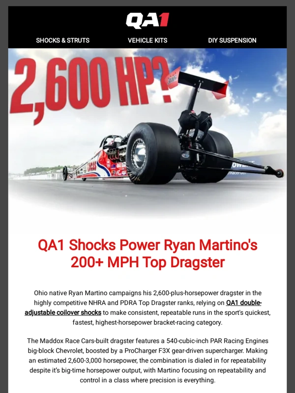 QA1 - Putting almost 3,000 HP to the dragstrip? QA1 shocks can do that!