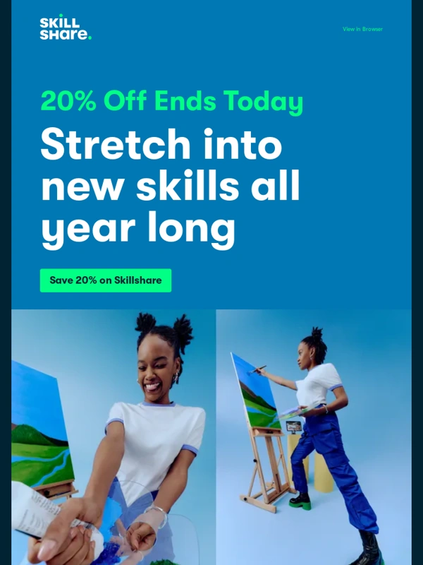 Skillshare - Last Chance: Save 20% on Skillshare