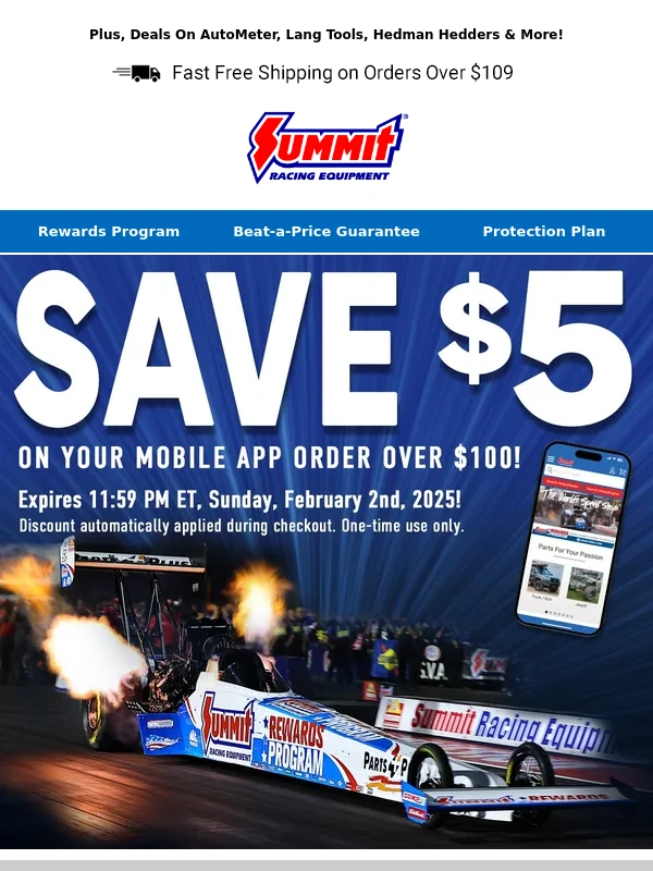 Summit Racing - Our $5 Mobile App Offer Is Calling Your Name!