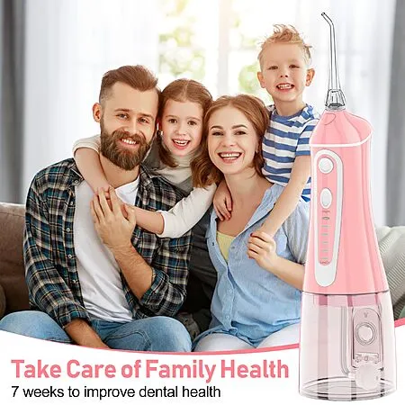 Grinest Cordless Water Dental Pik Teeth Cleaner with 7 Modes (Pink)