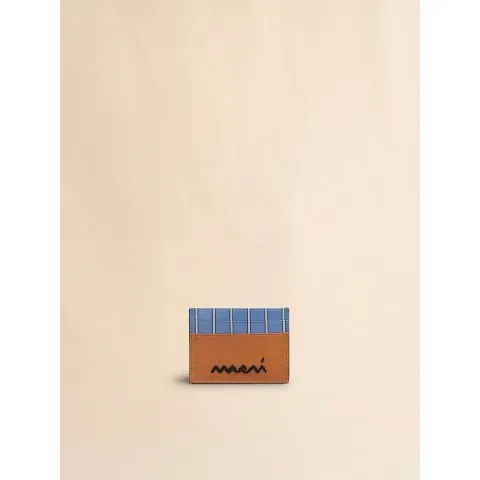 Marni White and blue striped leather cardholder