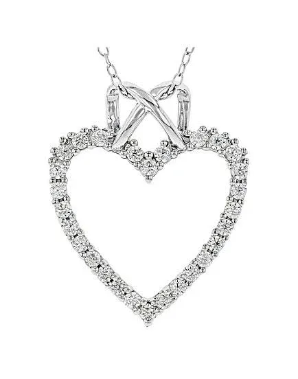 White Cubic Zirconia 18K Gold Over Sterling Silver Heart Pendant With Chain 0.75ctw