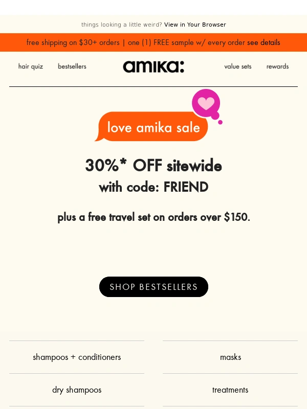 Amika - Save 30% sitewide + get a free gift on us!