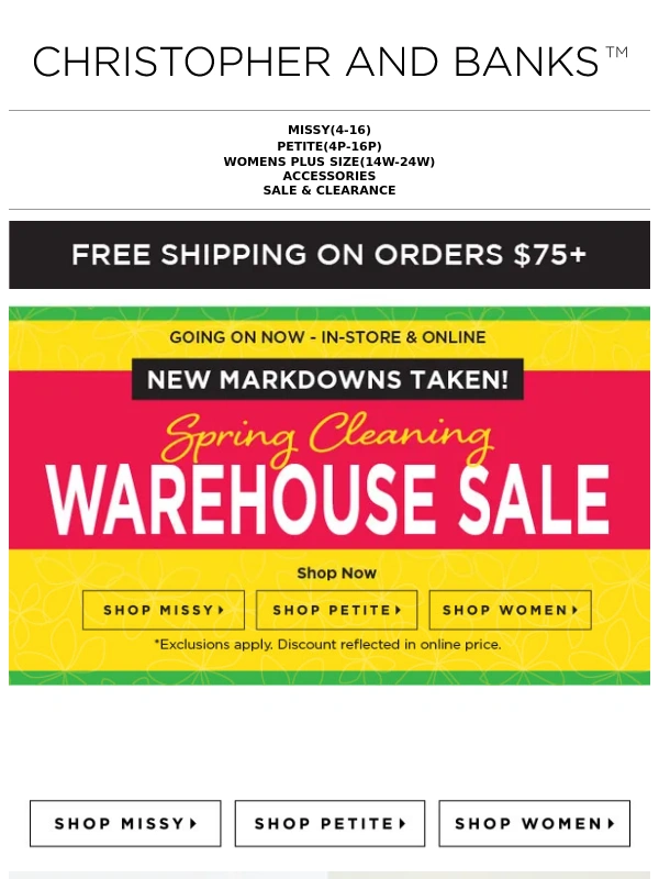 Christopher & Banks - Need-Now Looks 40% Off