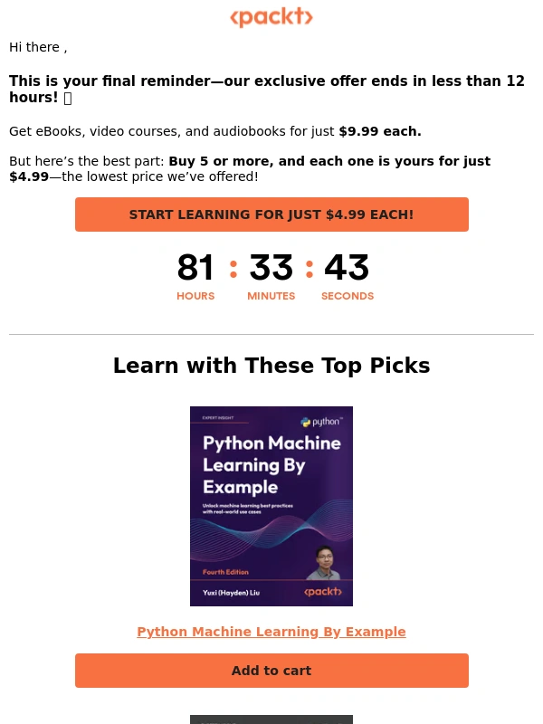 Packt - ⏳ Last 12 Hours: Grab eBooks & Videos Starting at $4.99!