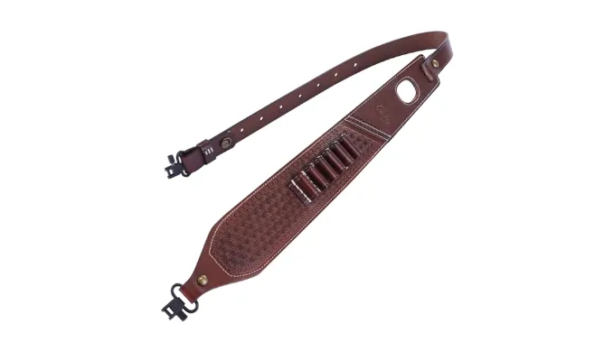 CVLIFE Two Point Sling Leather Rifle Sling Leather Gun Sling with Ammo Holder Adjustable Gun Strap Traditional Sling with Swivels Brown