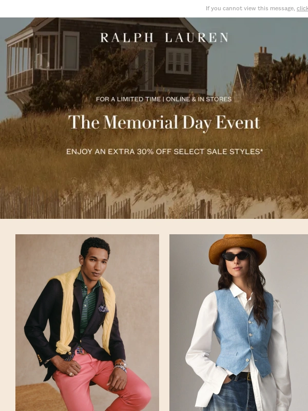 Ralph Lauren - The Memorial Day Event Ends Tomorrow