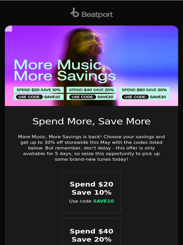 Beatport - Get 30% Off This May