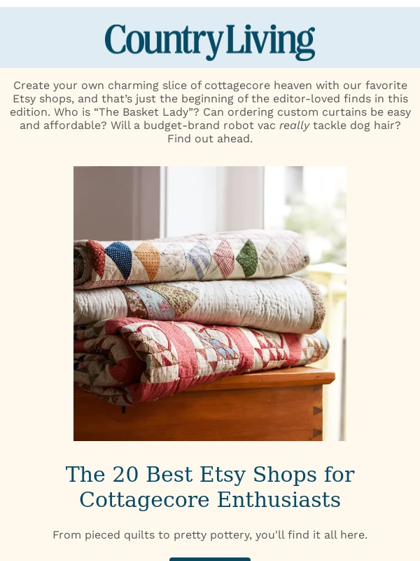 Country Living - Our Favorite Etsy Shops for Cottagecore Style