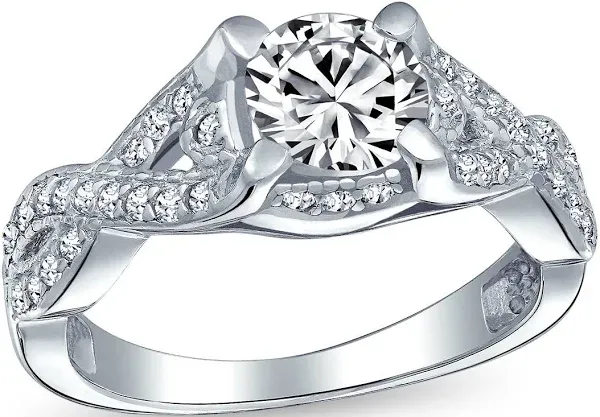 Bling Jewelry Womens Art Deco 2CTW Round Solitaire CZ Engagement Ring Infinity Band Sterling Silver