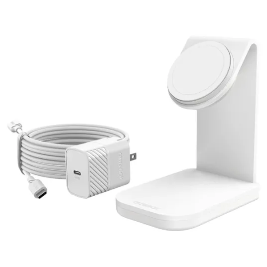 OtterBox 15W MagSafe wireless charging stand, cable, and power adapter bundle