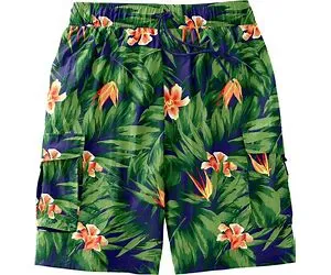 Plus Size Women's 8" Printed Cargo Swim Trunks By KS Island In Tropical Floral (Size 3XL)