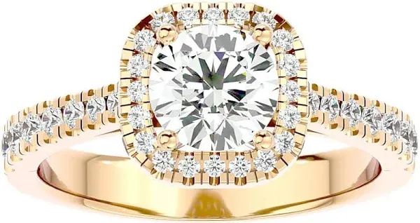 Pompeii3 1 1/6Ct Moissanite & Diamond Cushion Halo Engagement Ring