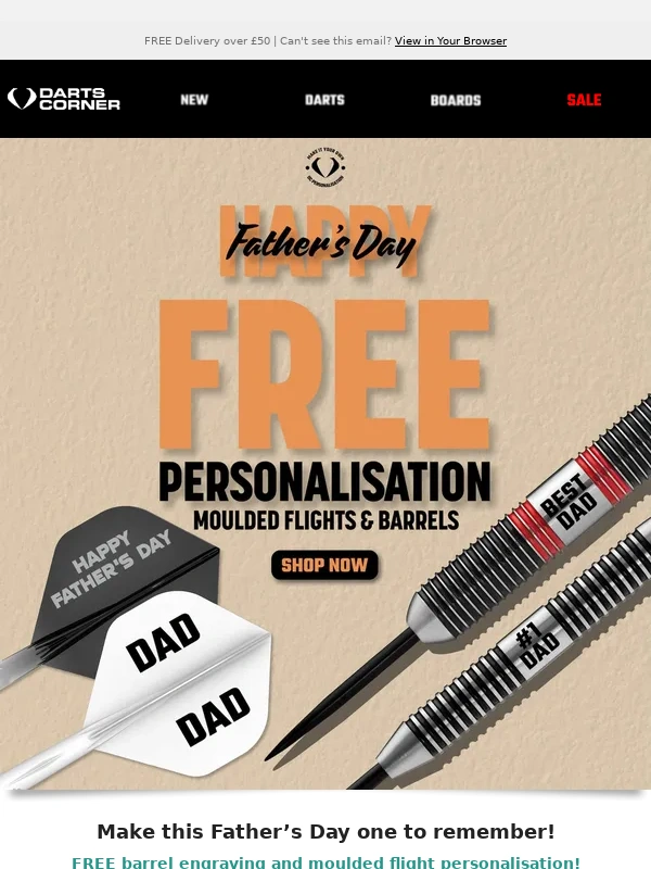 Darts Corner - FREE Dart & Flight Personalisation for Father's Day!