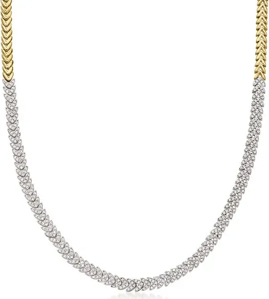 18kt Gold Over Sterling 2 ctw Diamond Leaf Necklace