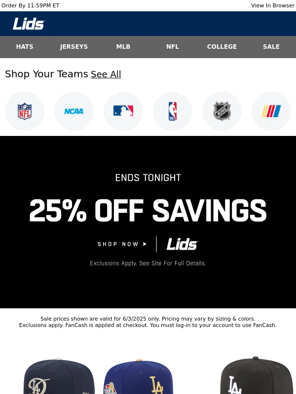 Lids - 25% Off Savings Ends in 3... 2... 1