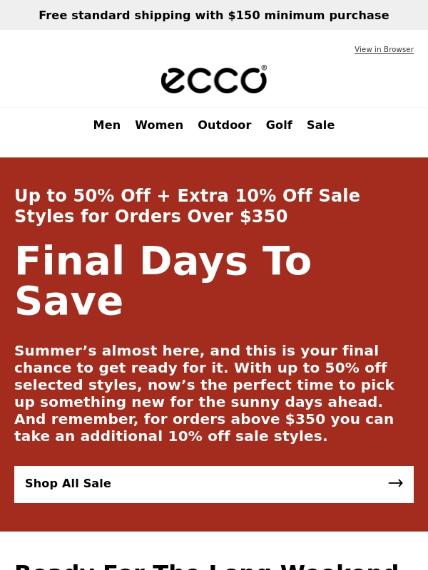 ECCO - Final Days To Save – Memorial Day Picks Inside