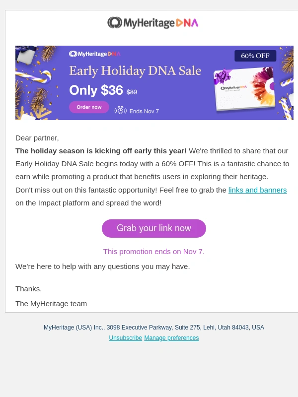 MyHeritage - MyHeritage Early Holiday DNA Sale Now Live! ?