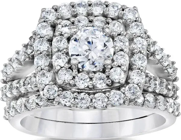 2ct Diamond Halo Engagement Ring Set in Gold or Platinum