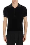 Modal Velour Ss Polo In Black