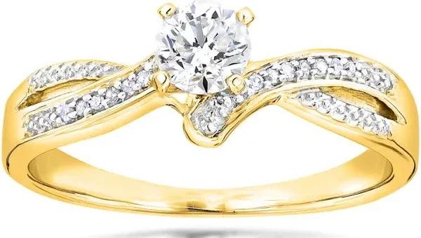 ItsHot Affordable Engagement 14K Gold Diamond Ring 0.34ct