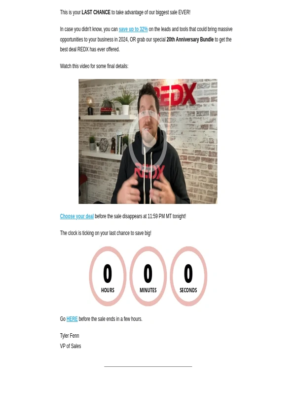 Redx - Reminder: FINAL HOURS of the REDX Sale