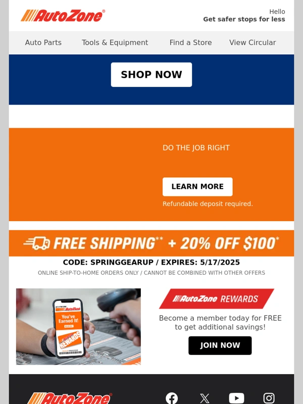 AutoZone - Open for FREE brake pads