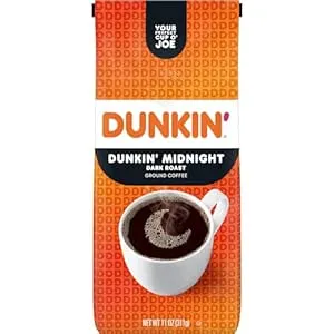 [S&S] $5.09: 11-Oz Dunkin' Midnight Dark Roast Ground Coffee at Amazon