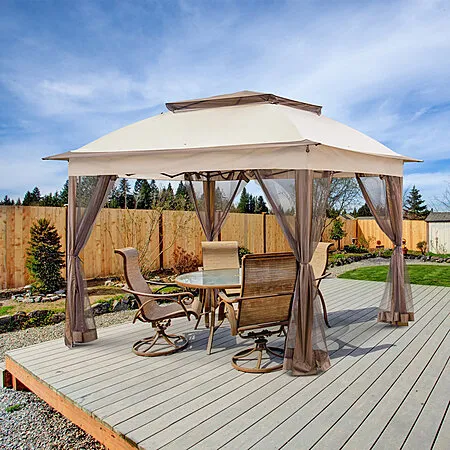 11' x 11' Eagle Peak Pop Up Patio Straight Leg Steel Canopy w/ Netting (Tan) $124.99 + Free Shipping