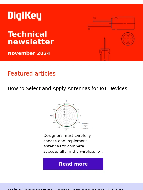 DigiKey - Antennas for IoT,temperature controllers,and encoder sample code