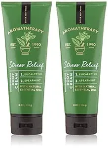 Bath & Body Works Aromatherapy Stress Relief Eucalyptus Spearmint Body Cream 8.0 oz, 226g (2 Pack)