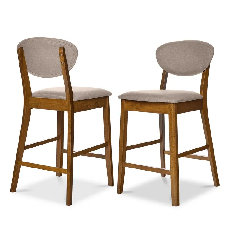 2pc Upholstered Wood Bar Stools